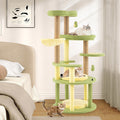 Multi-level Cat Tree Avocado Theme Cat Tower with Wide Perch Rotatable Basket-Green