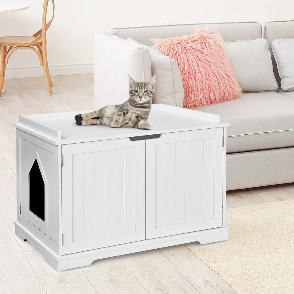 NNECW Cat Litter Box with Magnetic Door and Adjustable Partition
